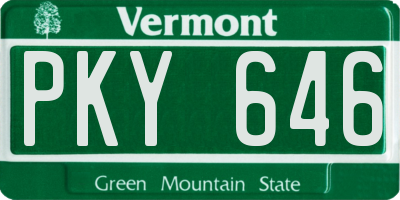 VT license plate PKY646