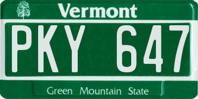 VT license plate PKY647