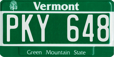 VT license plate PKY648