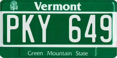VT license plate PKY649