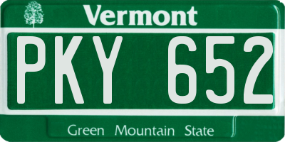 VT license plate PKY652
