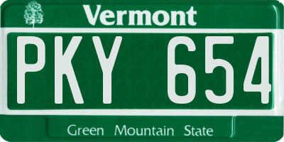 VT license plate PKY654