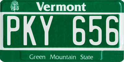 VT license plate PKY656