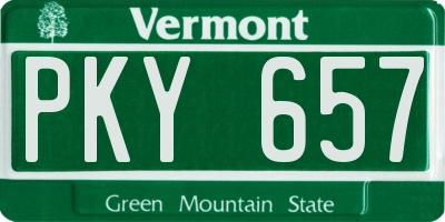 VT license plate PKY657