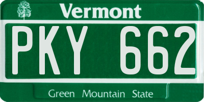 VT license plate PKY662
