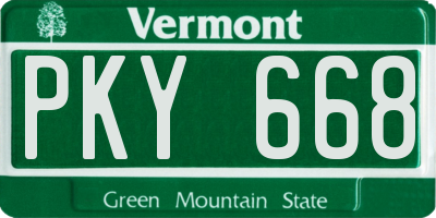 VT license plate PKY668