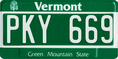 VT license plate PKY669