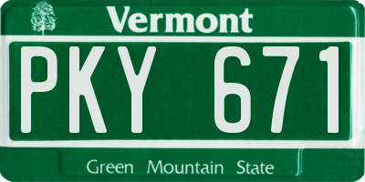 VT license plate PKY671