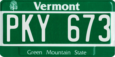 VT license plate PKY673