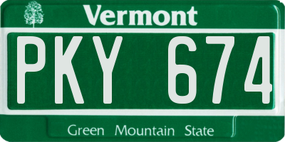 VT license plate PKY674