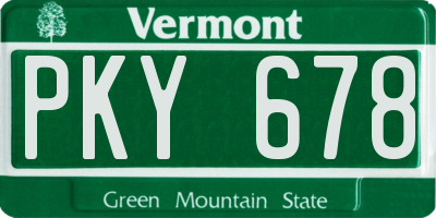 VT license plate PKY678