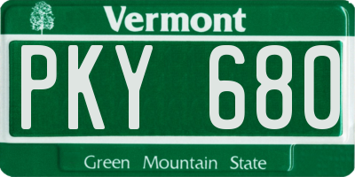 VT license plate PKY680