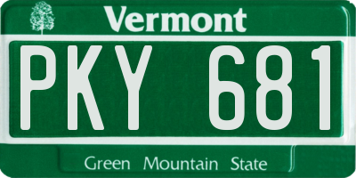VT license plate PKY681