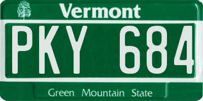 VT license plate PKY684