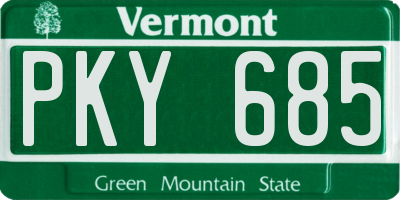 VT license plate PKY685