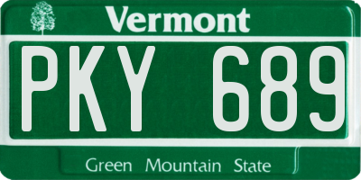 VT license plate PKY689