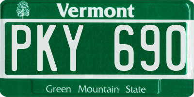 VT license plate PKY690