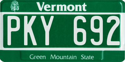 VT license plate PKY692