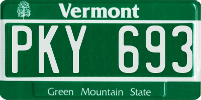 VT license plate PKY693