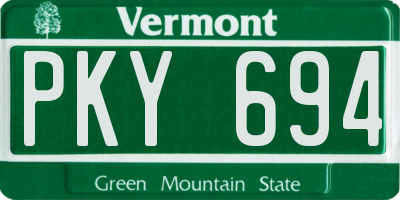 VT license plate PKY694