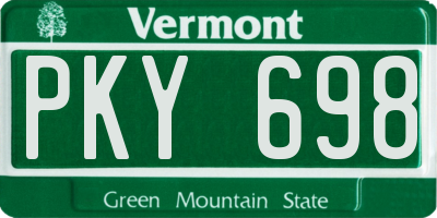 VT license plate PKY698