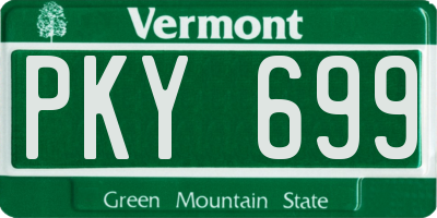 VT license plate PKY699
