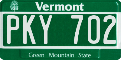 VT license plate PKY702