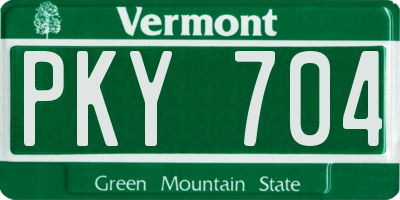VT license plate PKY704