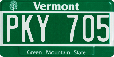 VT license plate PKY705
