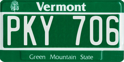 VT license plate PKY706