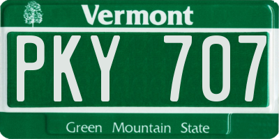 VT license plate PKY707