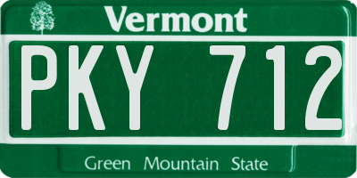 VT license plate PKY712
