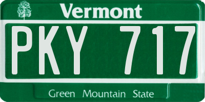 VT license plate PKY717