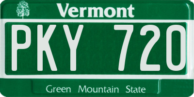 VT license plate PKY720