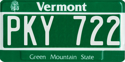 VT license plate PKY722
