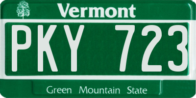 VT license plate PKY723