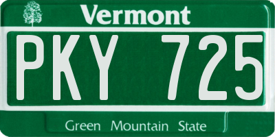 VT license plate PKY725