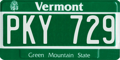 VT license plate PKY729