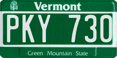 VT license plate PKY730