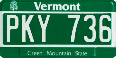 VT license plate PKY736