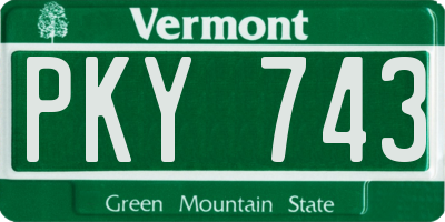 VT license plate PKY743