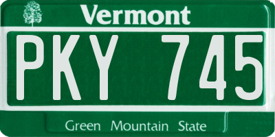 VT license plate PKY745