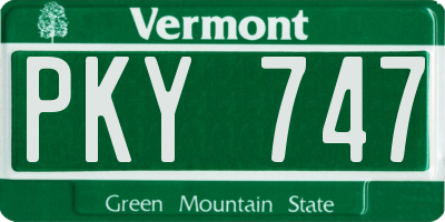 VT license plate PKY747