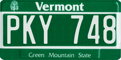 VT license plate PKY748