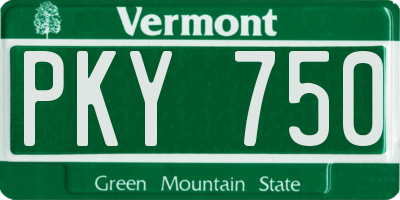 VT license plate PKY750