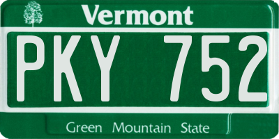 VT license plate PKY752