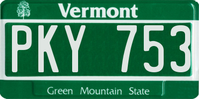 VT license plate PKY753