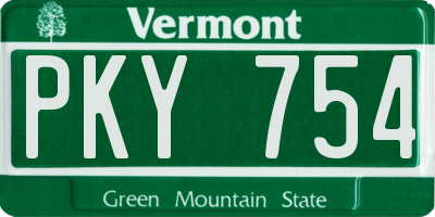 VT license plate PKY754