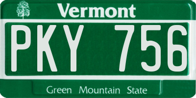 VT license plate PKY756