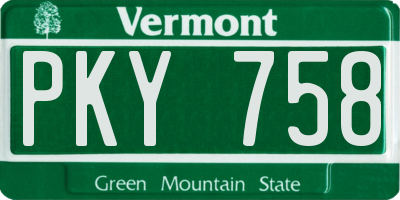 VT license plate PKY758